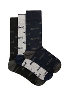 Ronan Branded Bones Socks 3 Pack Grey