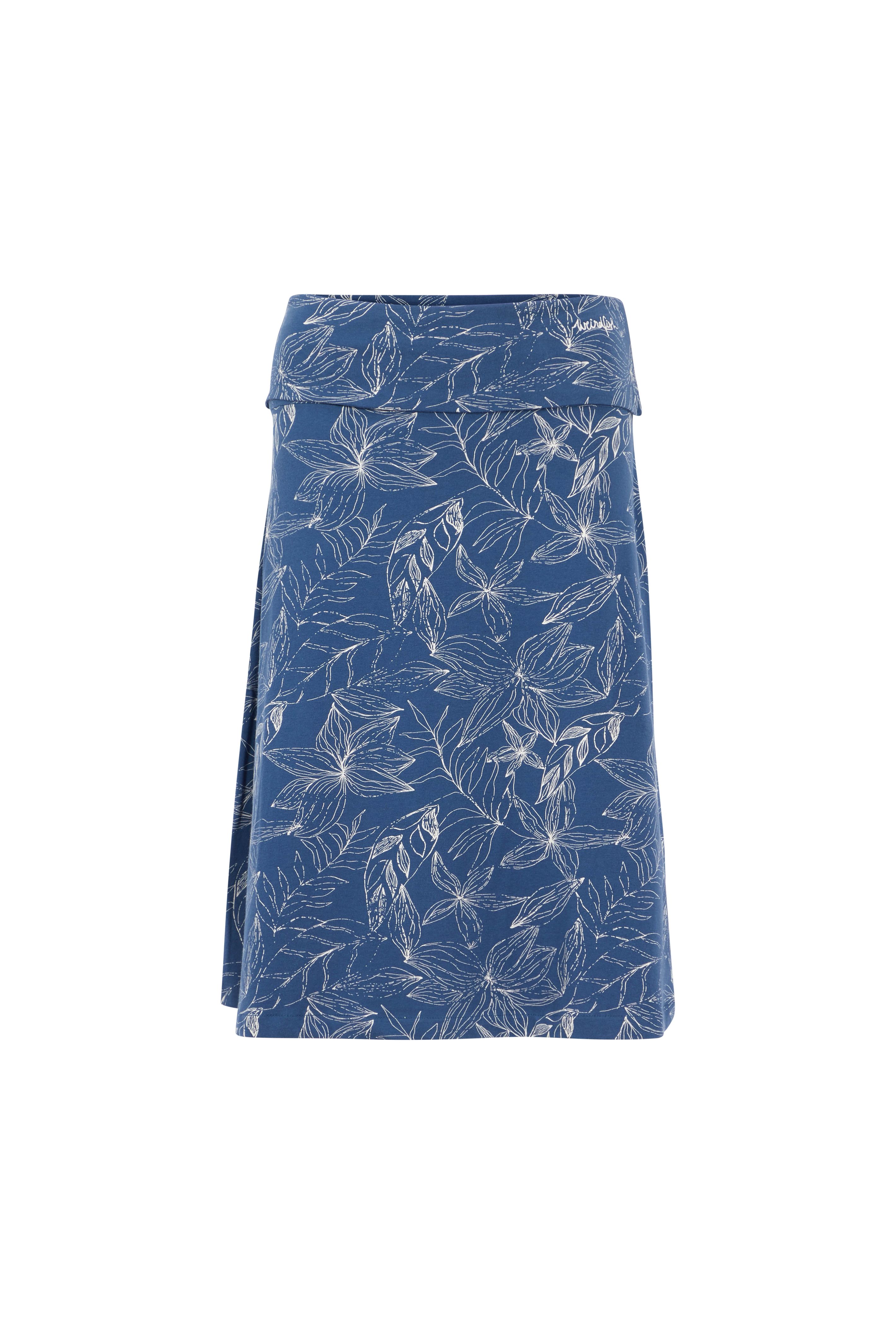 Weird Fish Malmo Organic Cotton Printed Jersey Skirt Ensign Blue 
