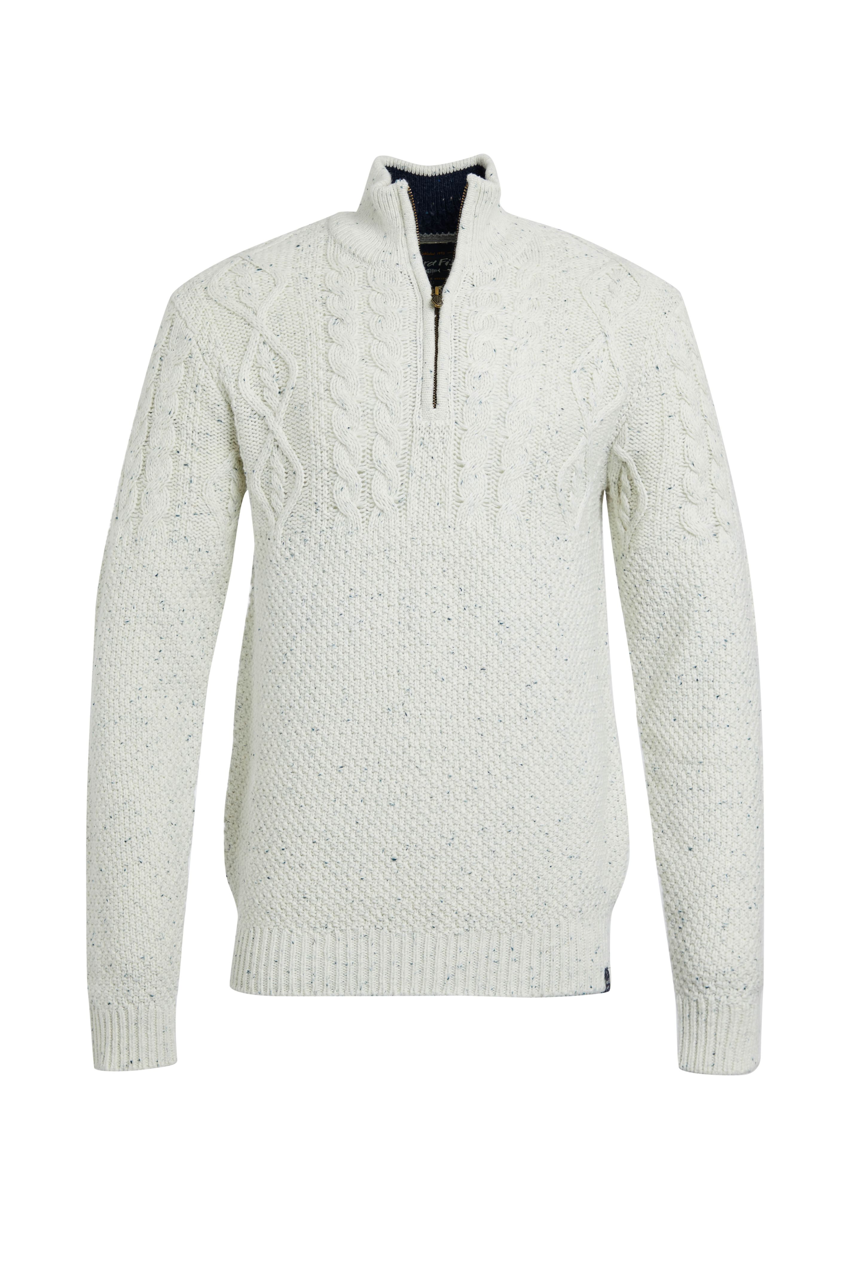 Ponty Quarter Zip Nepp Cable Knit Jumper Ecru | Weird Fish