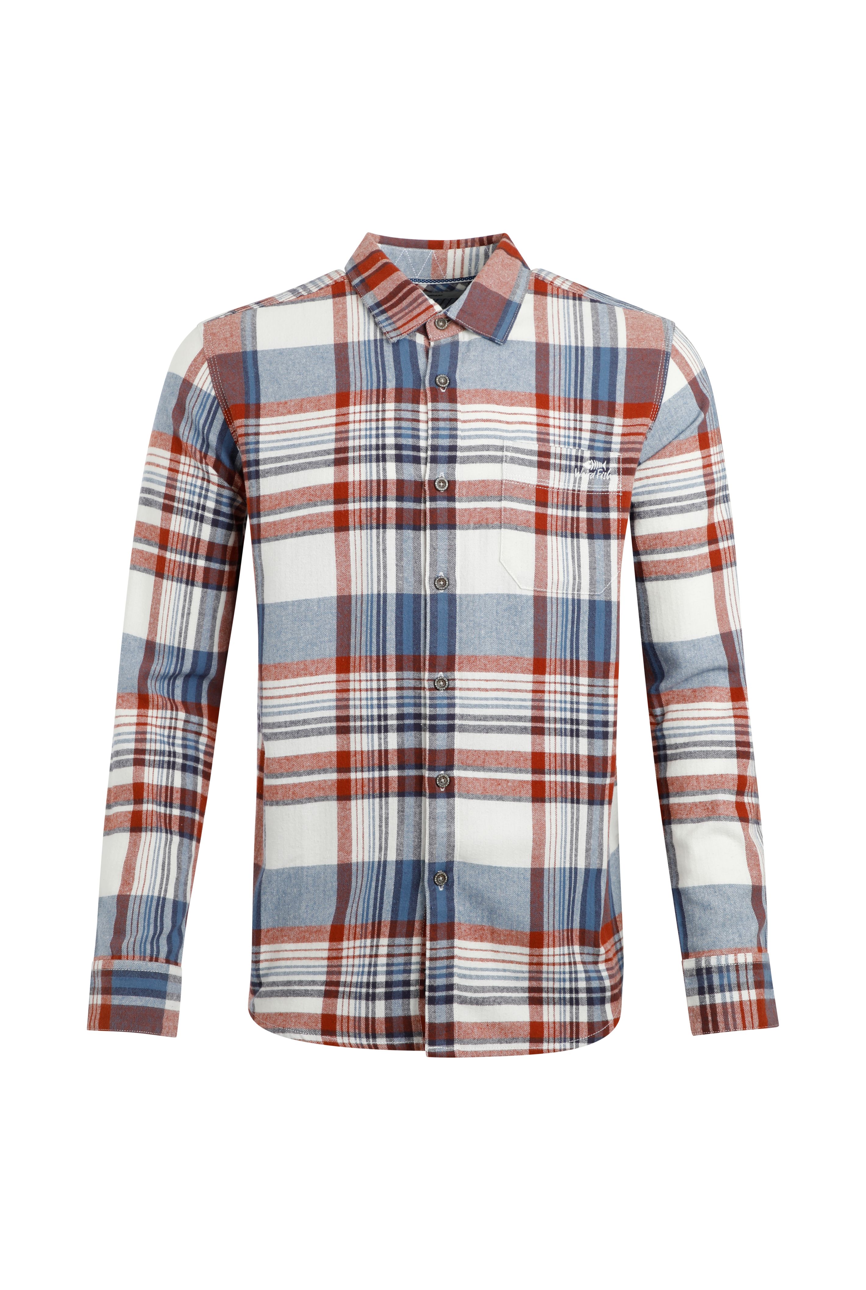 Broxton Organic Cotton Long Sleeve Herringbone Check Shirt Mid