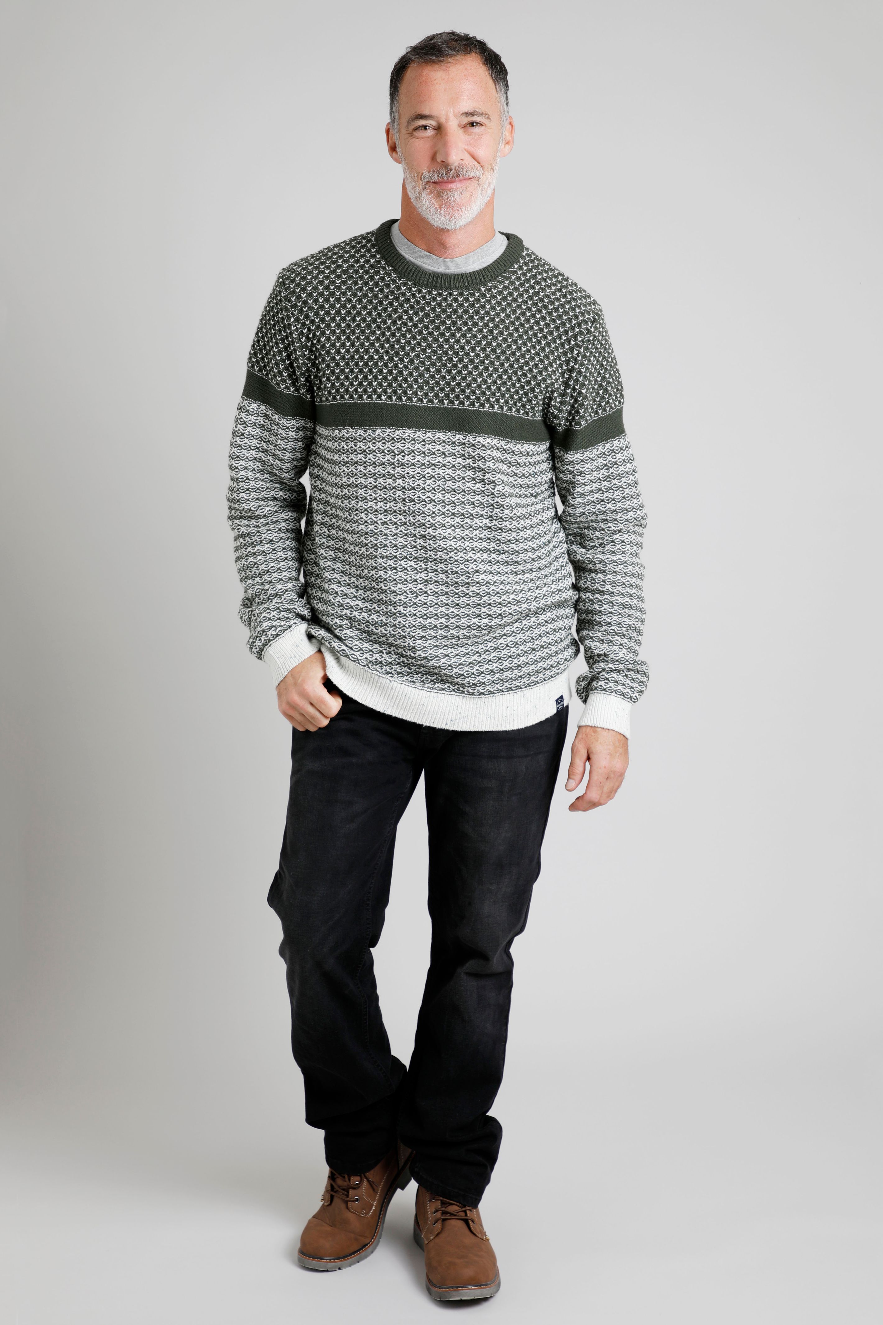 Ralph Nordic Pattern Knit Crew Deep Lichen Green | Weird Fish