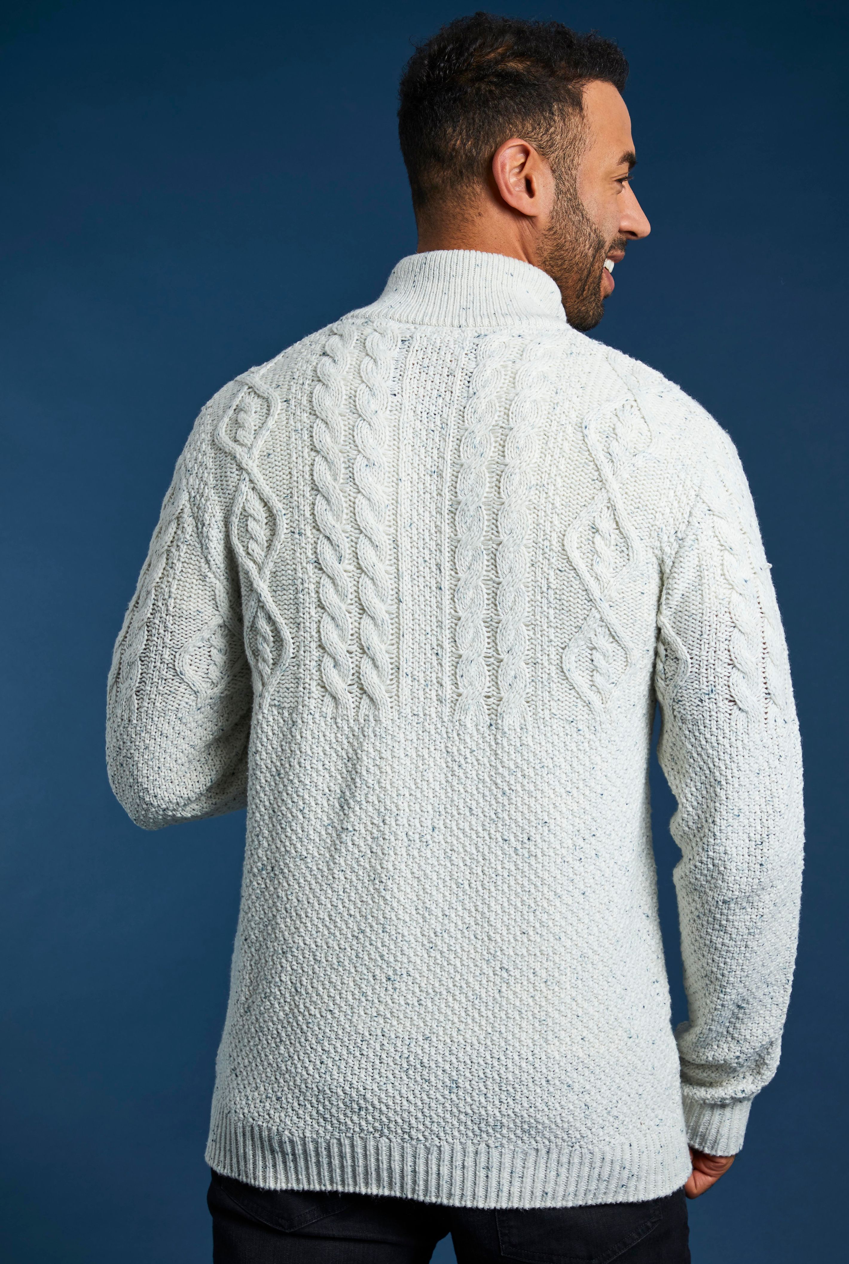 Ponty Quarter Zip Nepp Cable Knit Jumper Ecru | Weird Fish