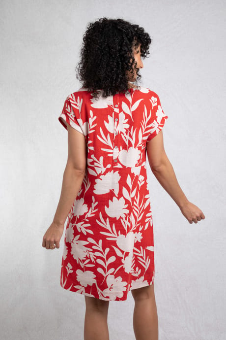 Orlando Linen Rich Pocket Dress Radical Red | Weird Fish