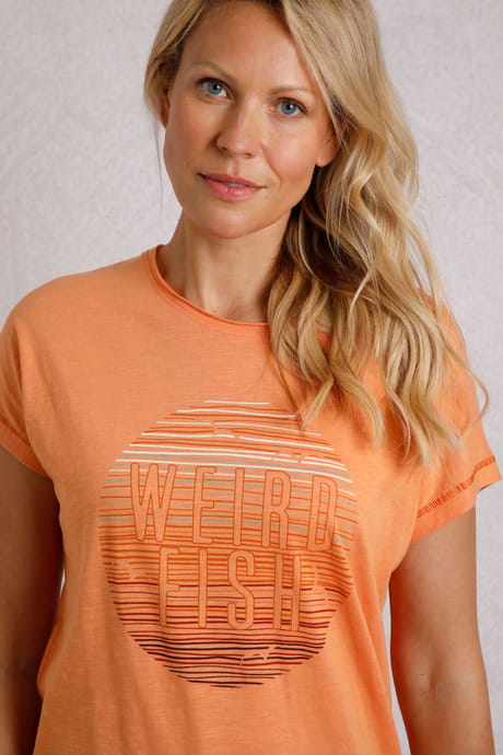 Sunset Organic Cotton Graphic T-Shirt Apricot | Weird Fish