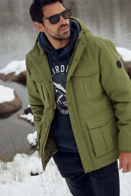 Teignmouth Recycled Showerproof Borg Lined Field Jacket Olive