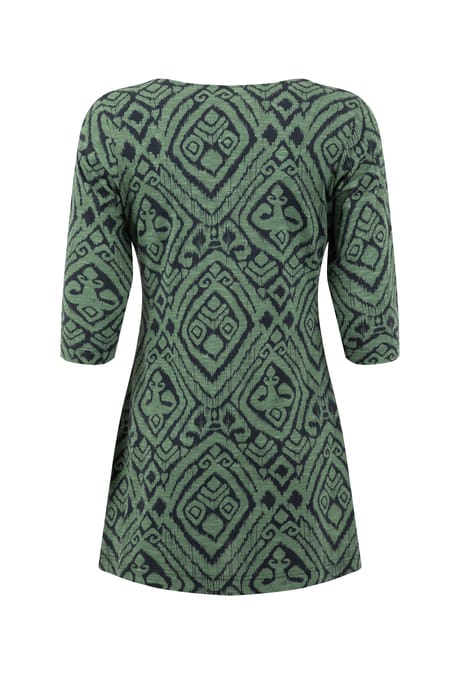Women's Printed Short Sleeve T-Shirt - Loose Fit Tunic Top, Comfy Cotton Blend, Khaki - View #10
