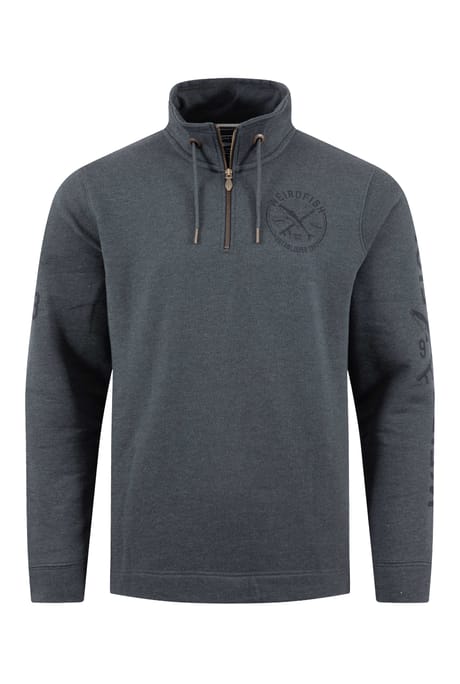 Oakville Eco 1/4 Zip Graphic Sweatshirt Navy | Weird Fish