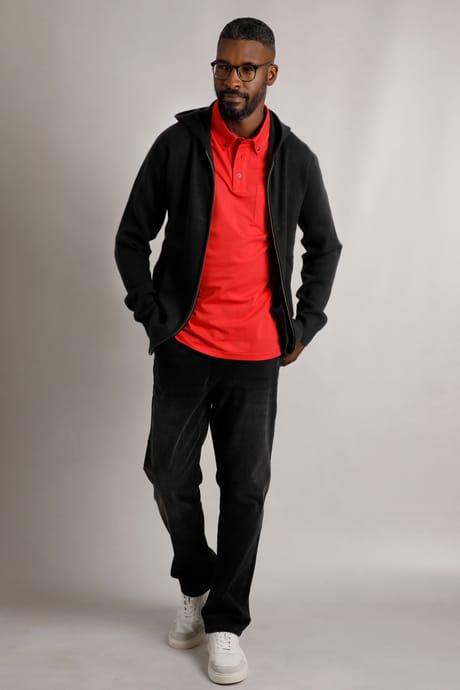 Samuel Knitted Full Zip Hooded Jumper Black | Weird Fish