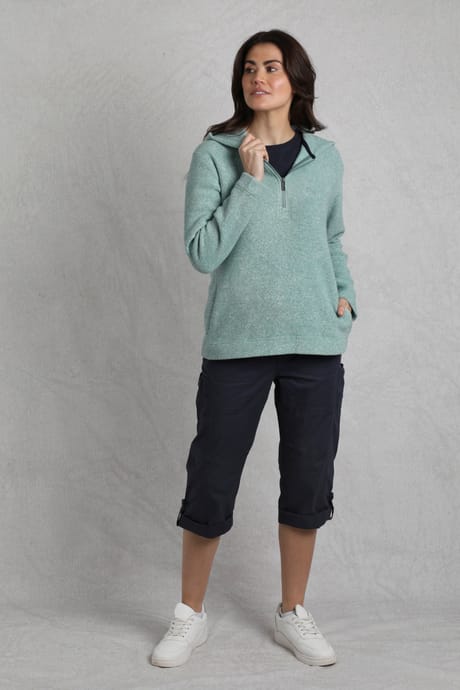 売れ筋商品|||ウィアードフィッシュ パーカー・スウェットシャツ アウター レディース Women's Alisa 1/4 Zip  Marl Fleece Hoodie Mineral blue Alisa Eco 1/4 Zip Snow Marl Fleece Hoodie Mineral Blue