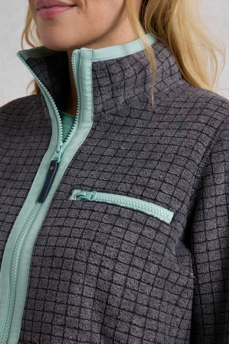 Tilly Eco Full Zip Grid Fleece Navy | Weird Fish