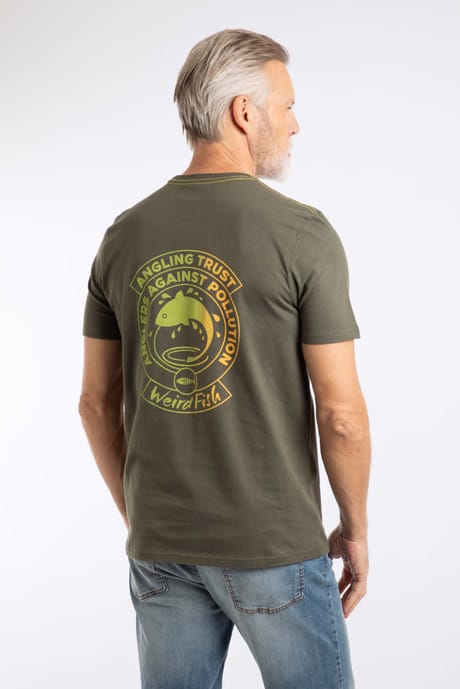Weird Fish Angling Trust Back Print Graphic T-Shirt Fir Green Size XL