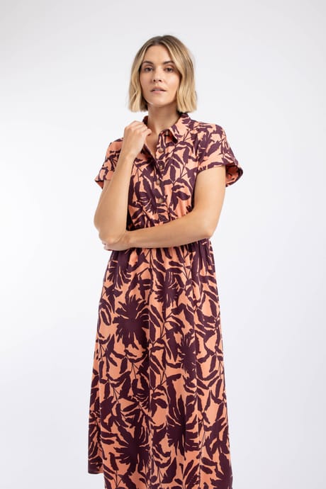 Weird Fish Artemis Printed Jersey Shift Dress Sunset Size 18