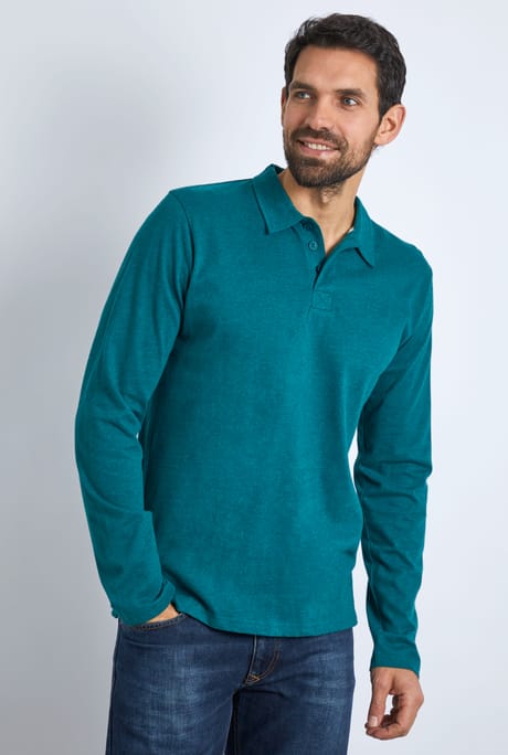 Jasper Recycled Organic Long Sleeve Polo Shirt Evergreen
