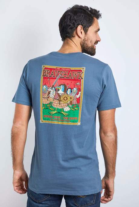 Bravehawk Organic Cotton RSPB Charity T-Shirt Blue Mirage