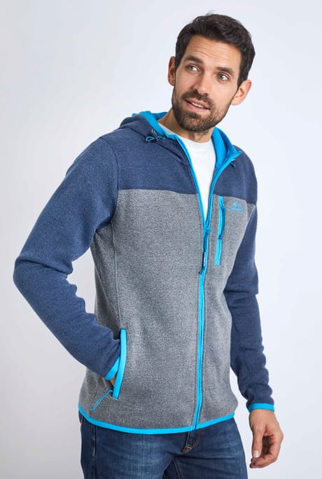 Driscoll Recycled Colour Block Full Zip Hoodie Frost Grey