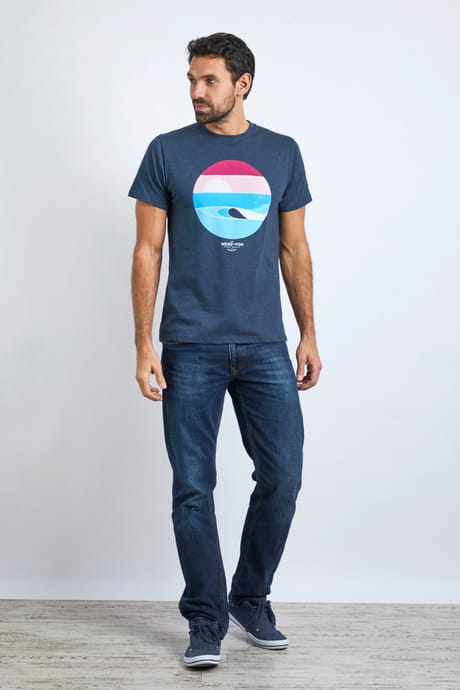 Sunrise Recycled Organic Graphic T-Shirt Tall Navy