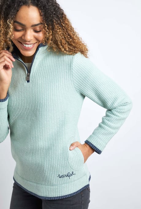 Beyonce Recycled 1/4 Zip Grid Fleece Lily Pad