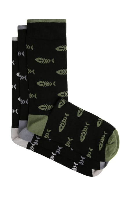 Ronan Organic Branded Socks 3 Pack Black