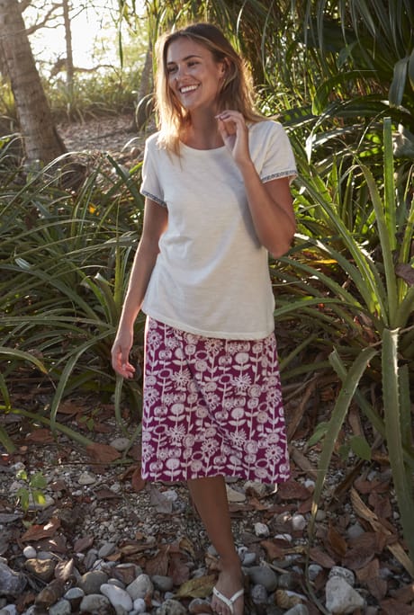 Malmo Printed Organic Cotton Jersey Skirt Boysenberry