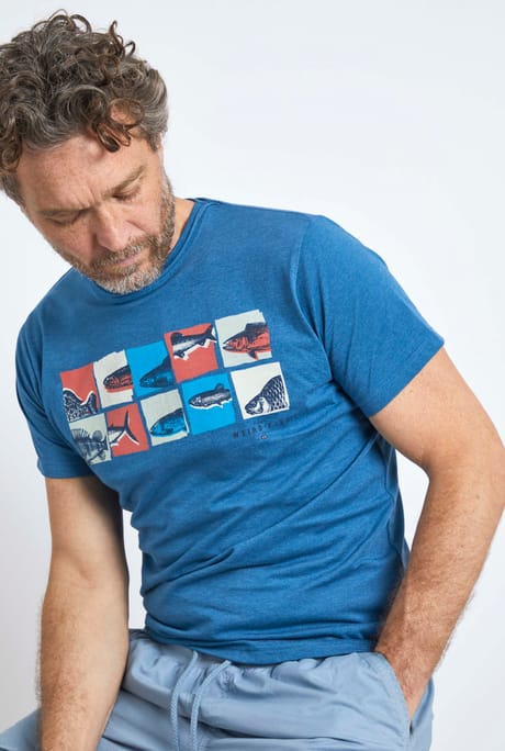 Fish Anatomy Recycled Organic Graphic T-Shirt Dark Blue