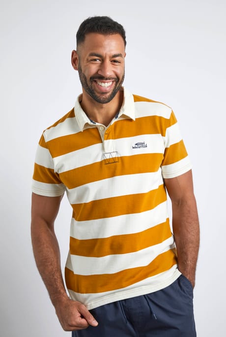 Hennell Organic Cotton Striped Rugby Shirt English Mustard