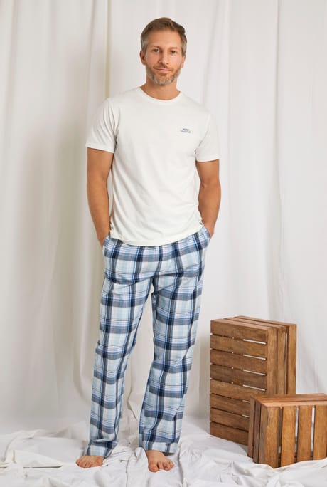 Gilmore Organic Cotton Check Loungewear Trouser Navy