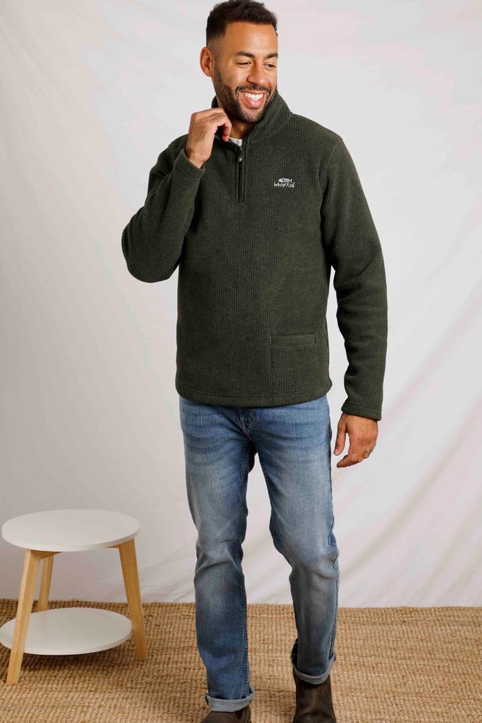 Newport 1/4 Zip Rib Fleece Duck Green