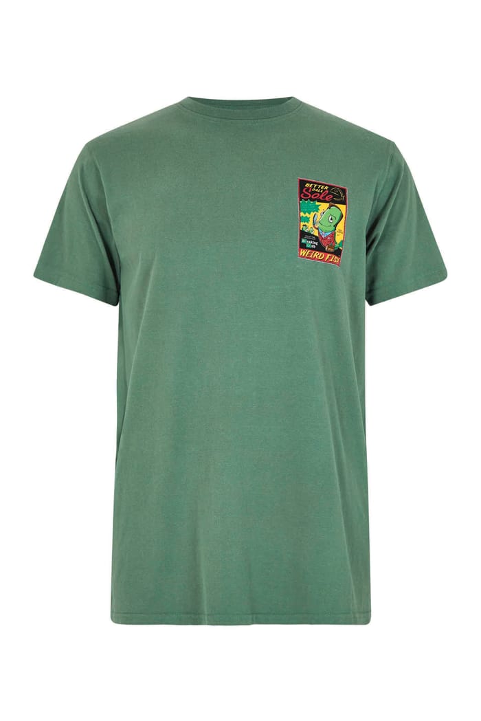【ANDERSSON BELL】CRAZY FISH T-SHIRTS / Green Call Sole Artist T-Shirt Dusky Green | Weird Fish