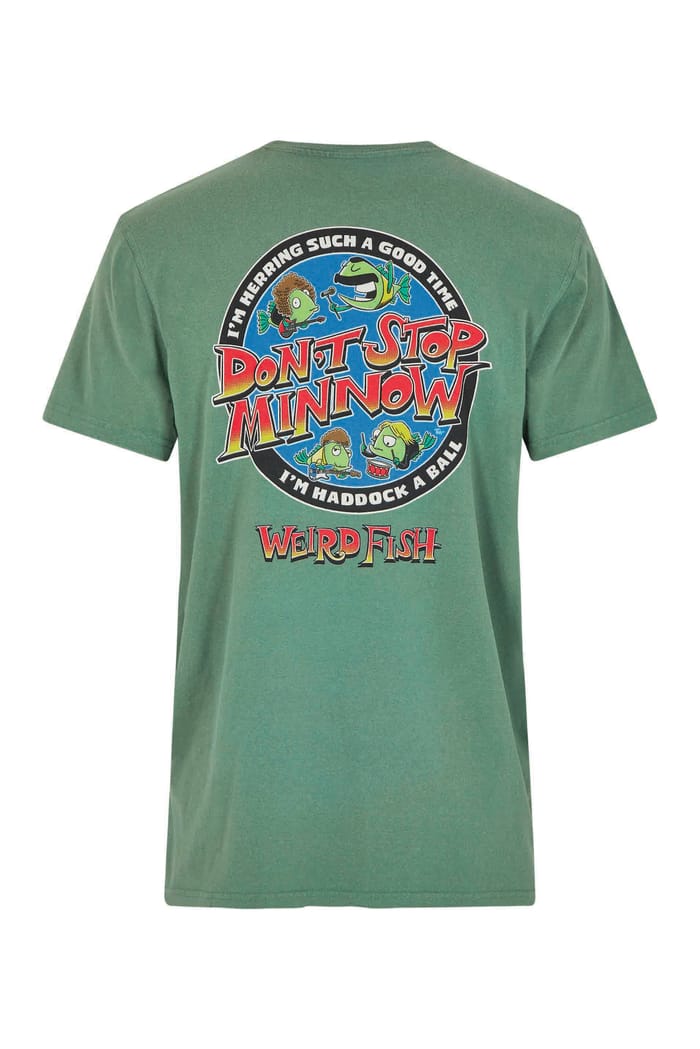 【ANDERSSON BELL】CRAZY FISH T-SHIRTS / Green Stop Minnow Artist T-Shirt Dusky Green | Weird Fish