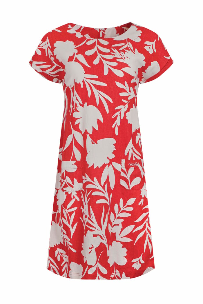 Orlando Linen Rich Pocket Dress Radical Red | Weird Fish