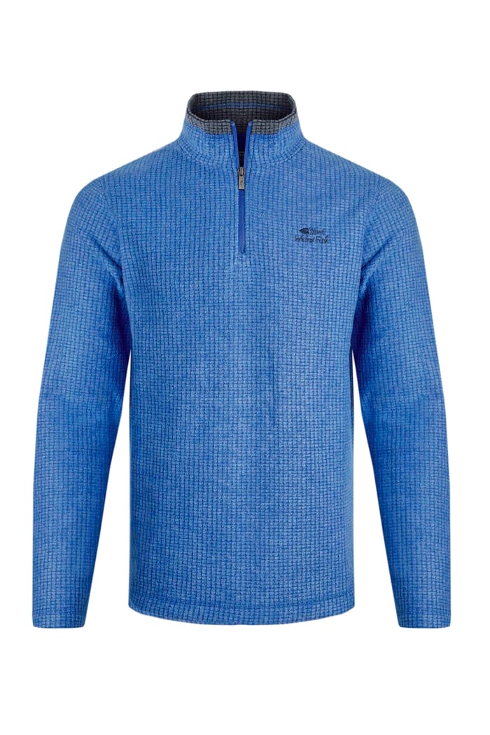 Newark Eco 1/4 Zip Grid Fleece Blue Weird Fish