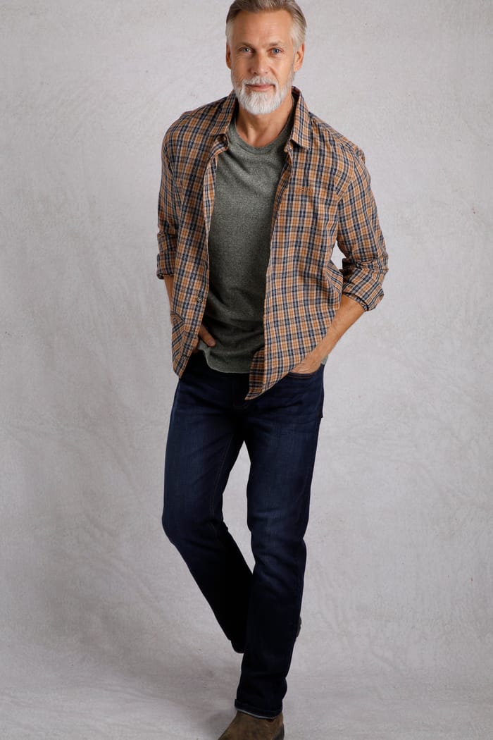 Lando Long Sleeve Check Shirt Caramel | Weird Fish