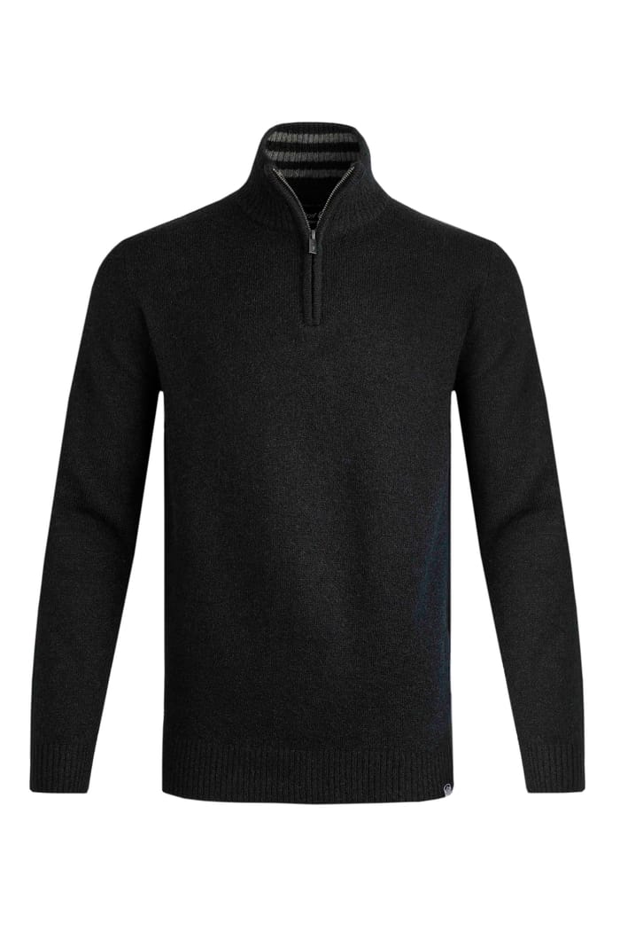 Helmsdale Eco 1/4 Zip Jumper Black | Weird Fish