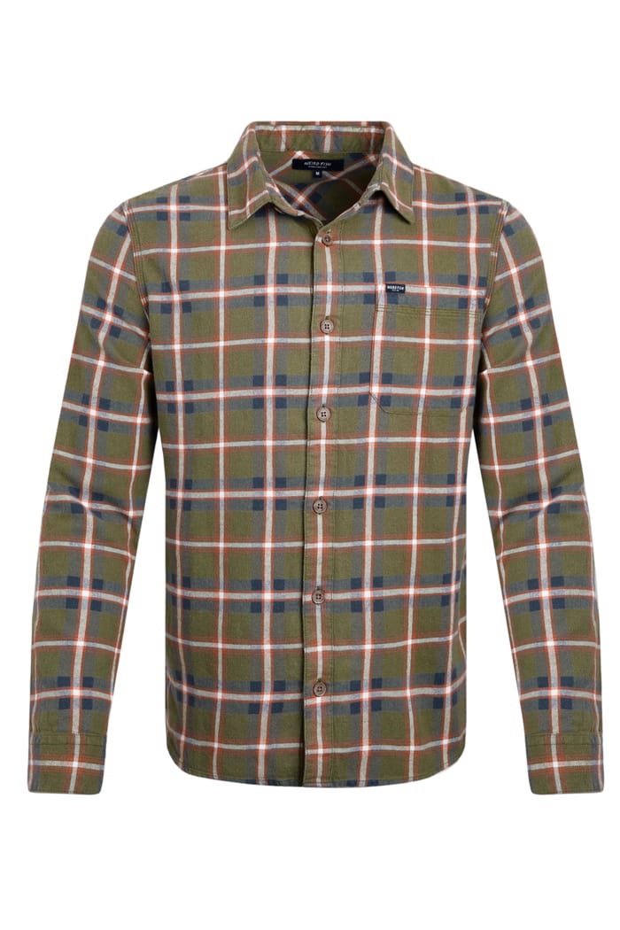Chester Organic Cotton Flannel Check Shirt Celery | Weird Fish