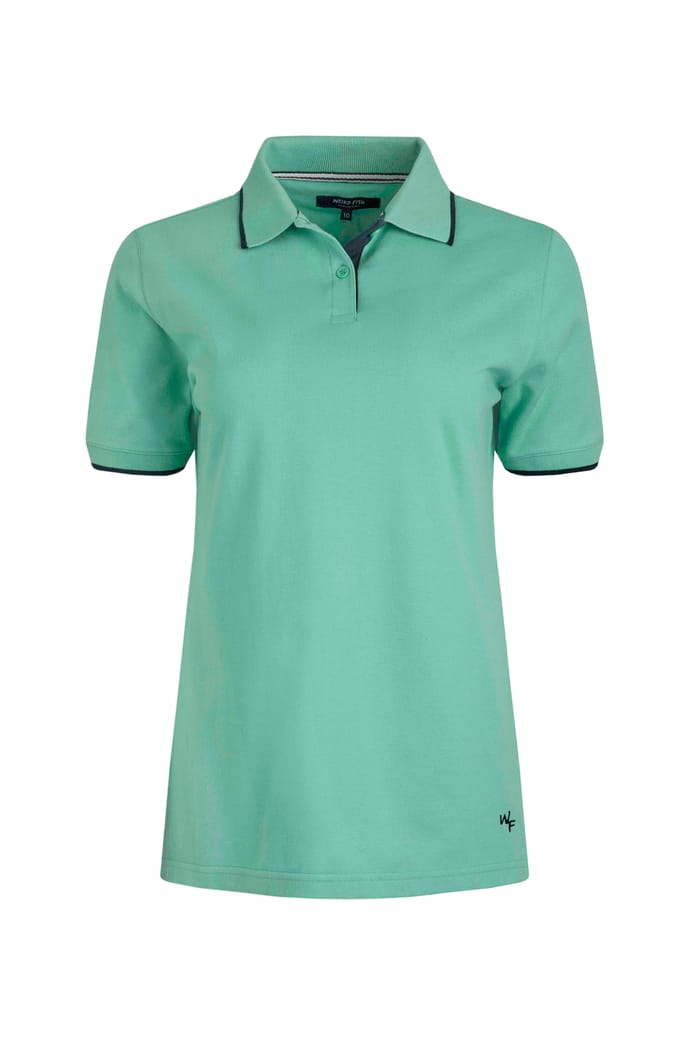 Pammie Organic Cotton Pique Polo Shirt Aqua Marine Weird Fish
