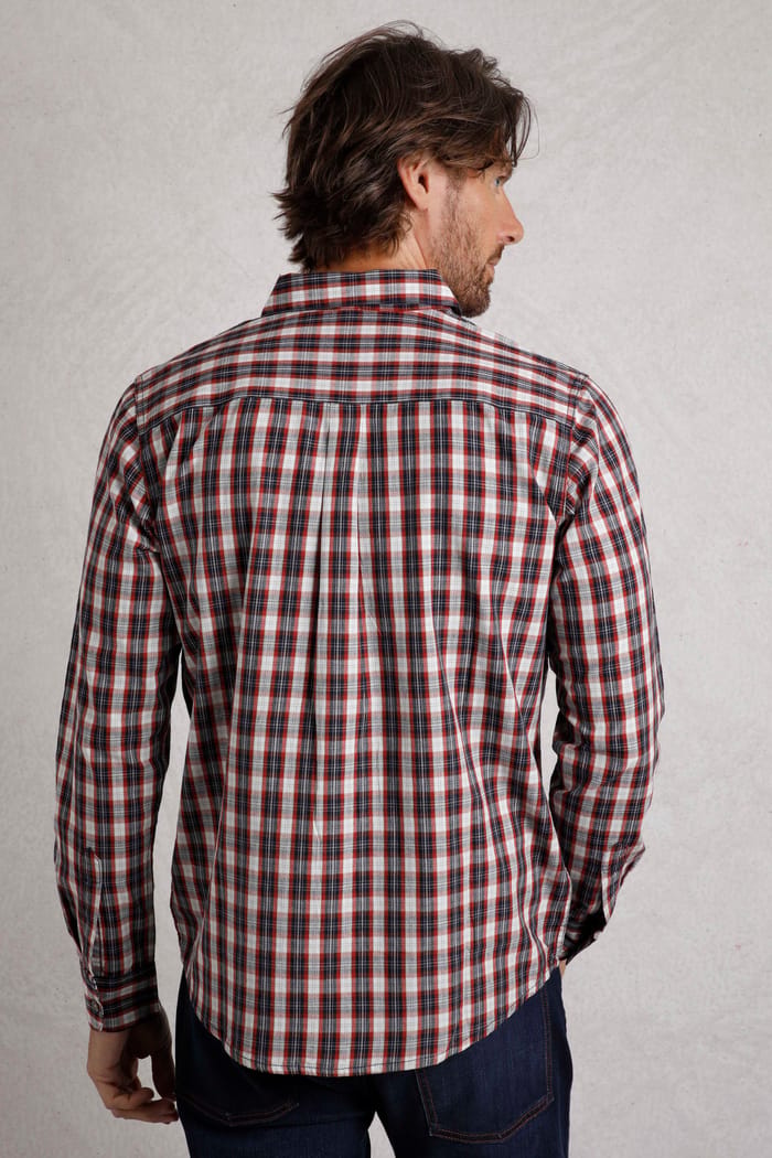 Lando Long Sleeve Check Shirt Navy | Weird Fish