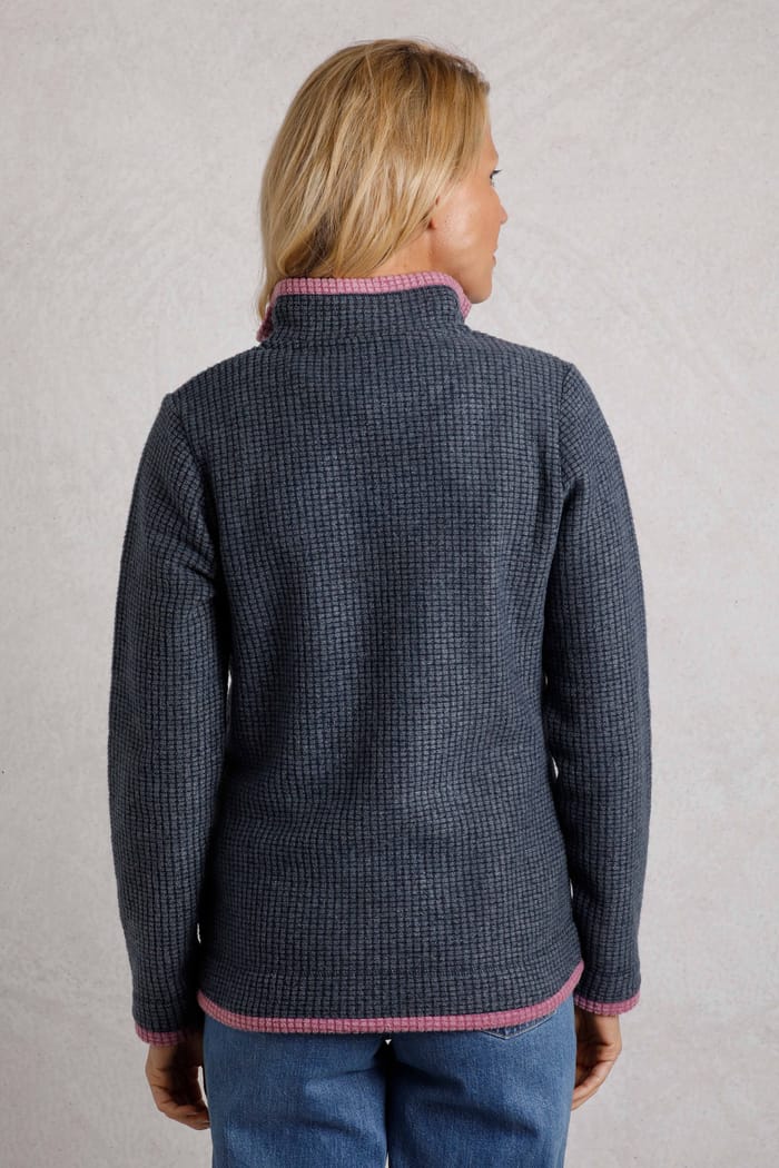 Beye Eco 1/4 Zip Grid Fleece Navy Weird Fish