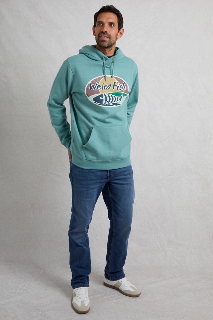 Sweat pull homme Weird Fish bleu coton mélangé 1/4 zip taille S