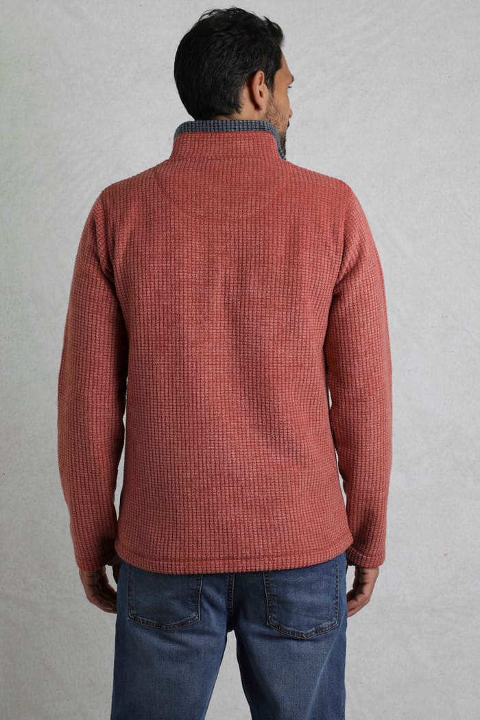 Newark Eco 1/4 Zip Grid Fleece Paprika | Weird Fish