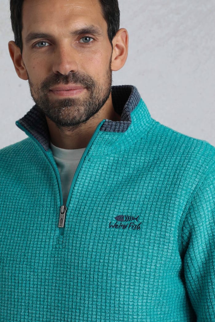 Newark Eco 1/4 Zip Grid Fleece Viridis Weird Fish
