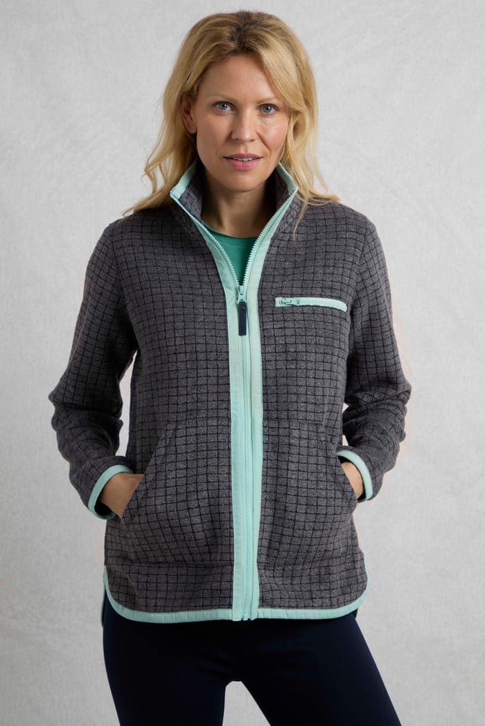 売れ筋商品|||ウィアードフィッシュ パーカー・スウェットシャツ レディース アウター TILLY ECO FULL ZIP GRID  - Fleece jacket - viridis Weird Fish TILLY FULL ZIP GRID - Fleece jacket - viridis