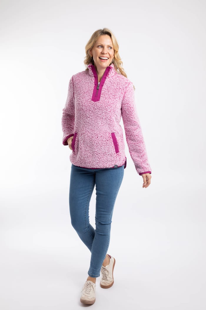 Madi Cosy 1/4 Zip Fleece Dark Raspberry | Weird Fish
