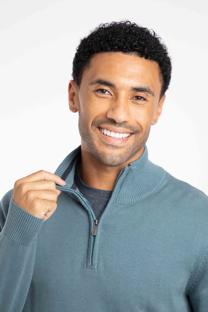Baxter Fine Knit 1/4 Zip Jumper Blue Mirage | Weird Fish