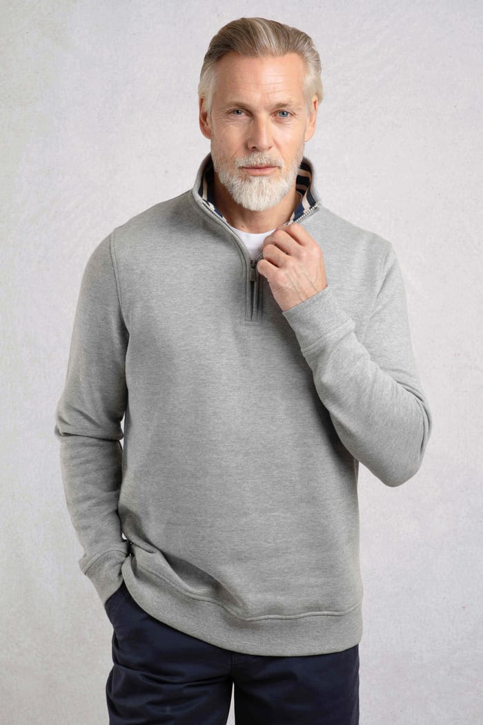 Archer Eco WF Branded 1/4 Zip Sweatshirt Grey Marl | Weird Fish