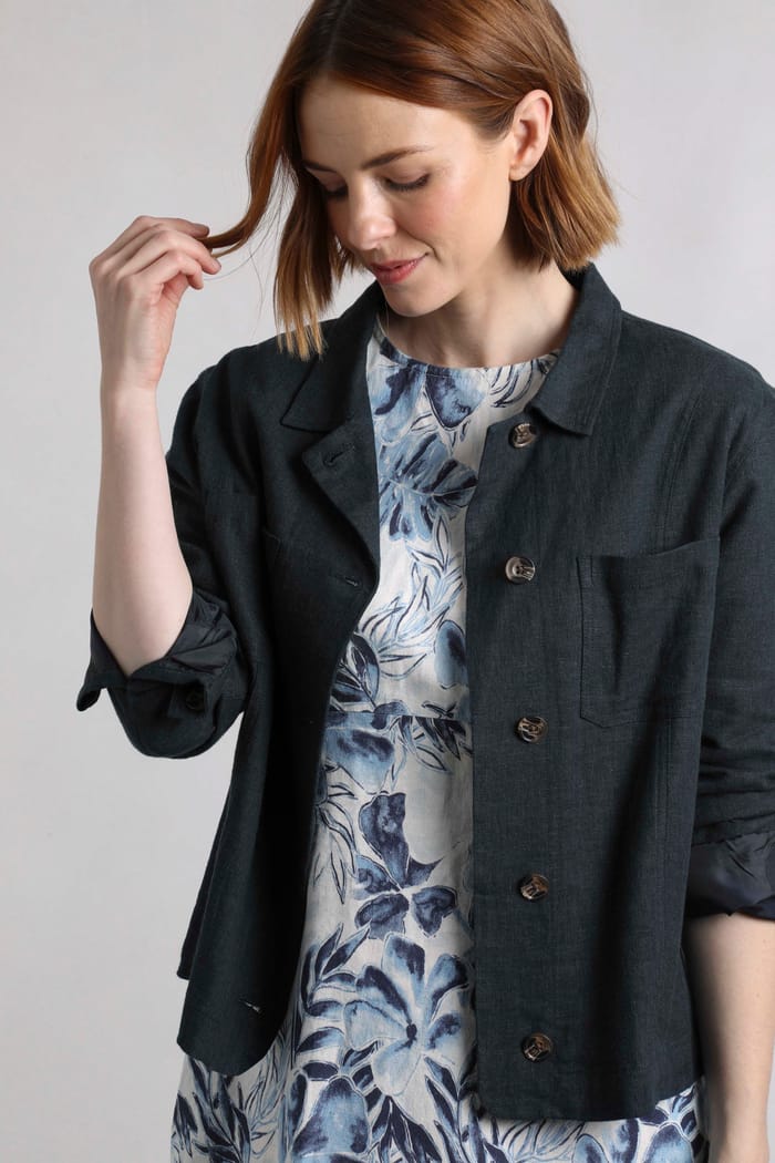 Karsten Relaxed Linen Jacket Navy Weird Fish