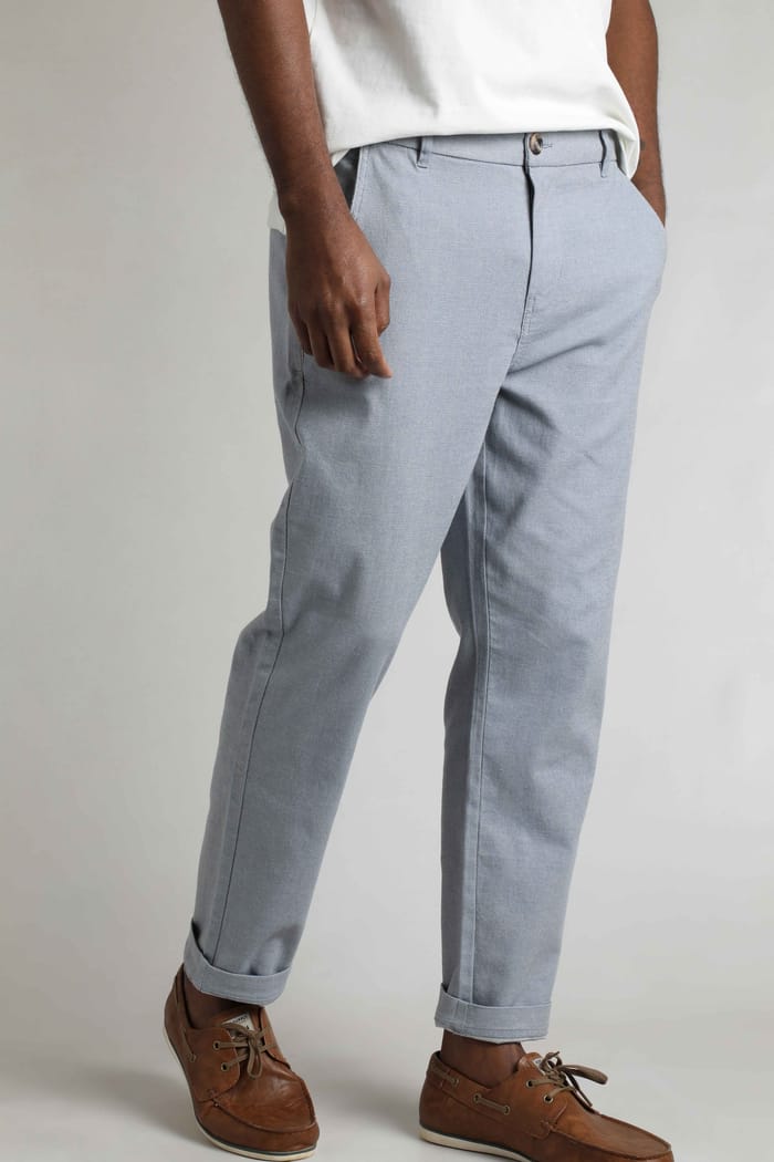 Charleigh Textured Chino Trousers Denim Blue | Weird Fish