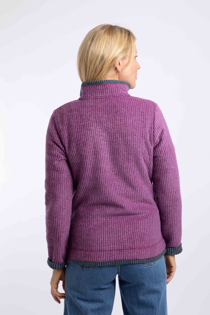 Ariana Full Zip Grid Fleece Purple Wine | Weird Fish