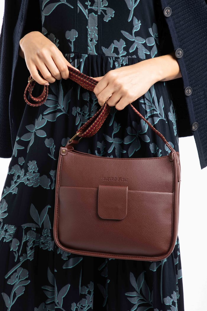 Javana Cross Body Saddle Bag Bitter Chocolate | Weird Fish