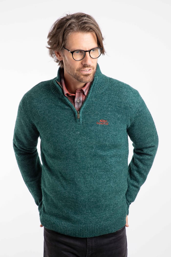Altwood 1/4 Zip Jumper Deep Teal | Weird Fish