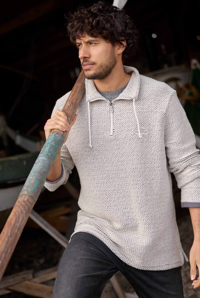 Cruiser 1/4 Zip Eco Macaroni Ecru | Weird Fish
